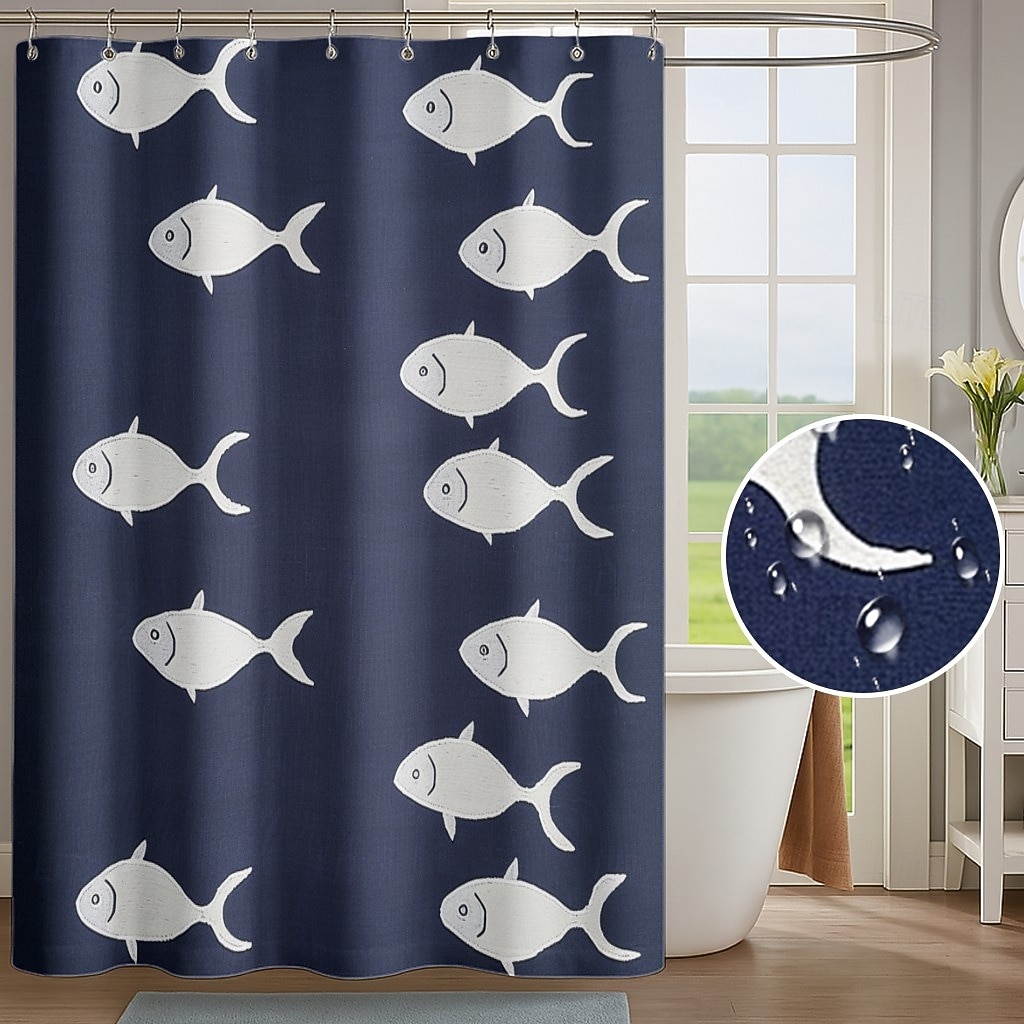 Занавеска для душа с крючками 180см*180см (70"*70") полиэстер washable водонепроницаемая узор морских водорослей декор для ванной 2025 - $25.99 –P5