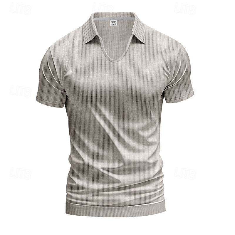 Per uomo Maglietta Camicia a Maniche Corte Manica Corta Scollo a V Bavero Primavera & Autunno Semplice Moda Designer Sexy Vacanza Streetwear Uscire Aalbicocca Bianco Grigio chiaro Maglietta Top per del 2025 a $20.99 –P8