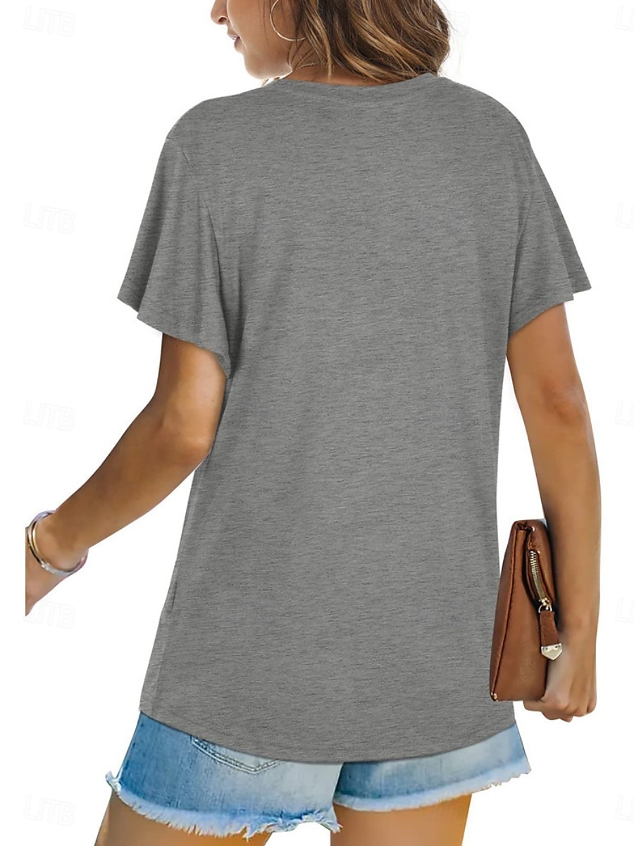 T-shirt femme de couleur unie Uni Classique Moderne Décontracté Manches courtes Col rond Hauts réguliers Quotidien Week-end Noir Blanc Vert clair Rose Bleu Été de 2025 ? $15.99 –P15