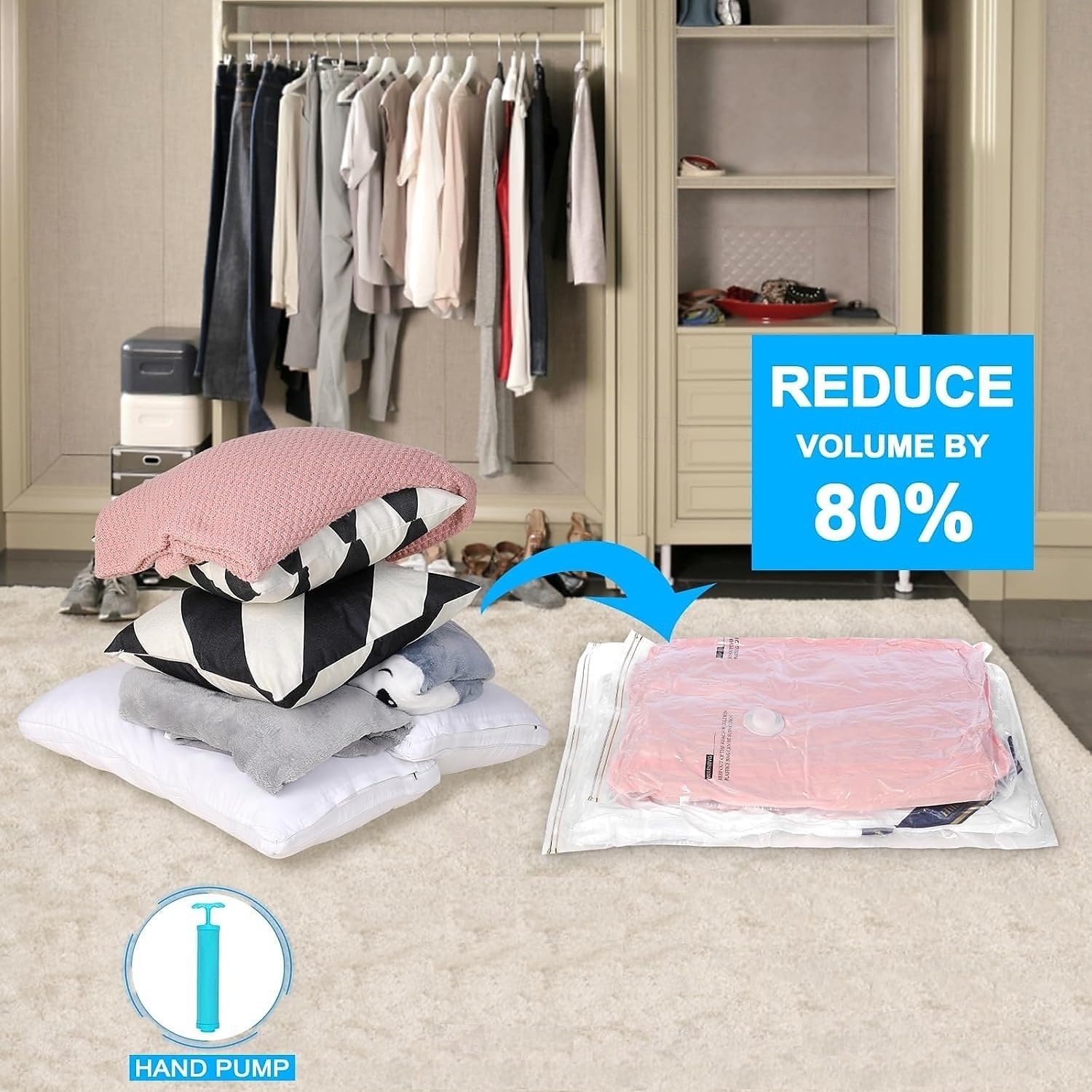 Lot de 10 sacs de rangement sous vide de voyage avec pompe à main, sacs de compression compacts pour vêtements, couvertures, couettes, sacs d'emballage pour bagages et valises, sacs ziplock réutilisables de 2025 ? $35.99 –P6