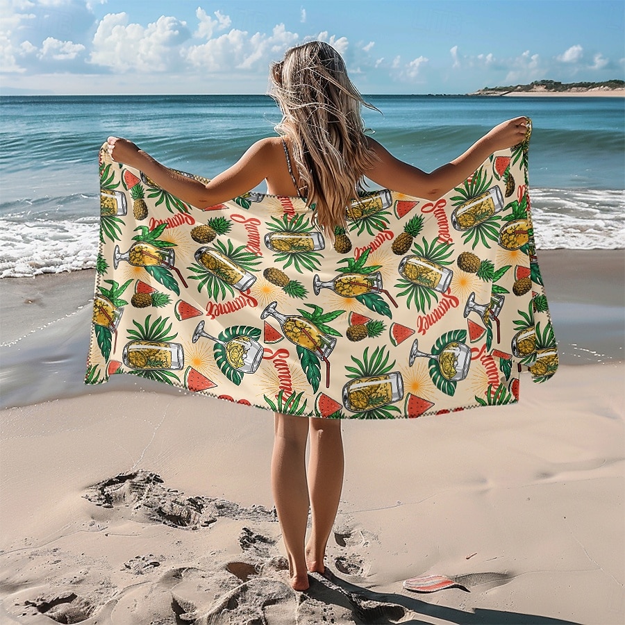 bedrucktes Strandtuch, leichte, schnelltrocknende, sandfreie Stranddecke, ideal für Reisen, Pool und den Einsatz im Freien 2025 - $10.99 –P14