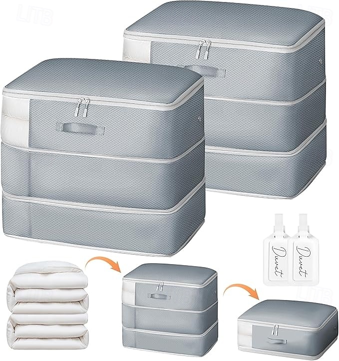 2 Pack Comforter Storage Bag - Large Capacity Blanket Storage Bags 3-Layer Ultra Space Saving Self Compression Organizer Washable Compression Bags for Storage Comforter Blanket 2-Pack Beige 2025 - $32.99 –P5