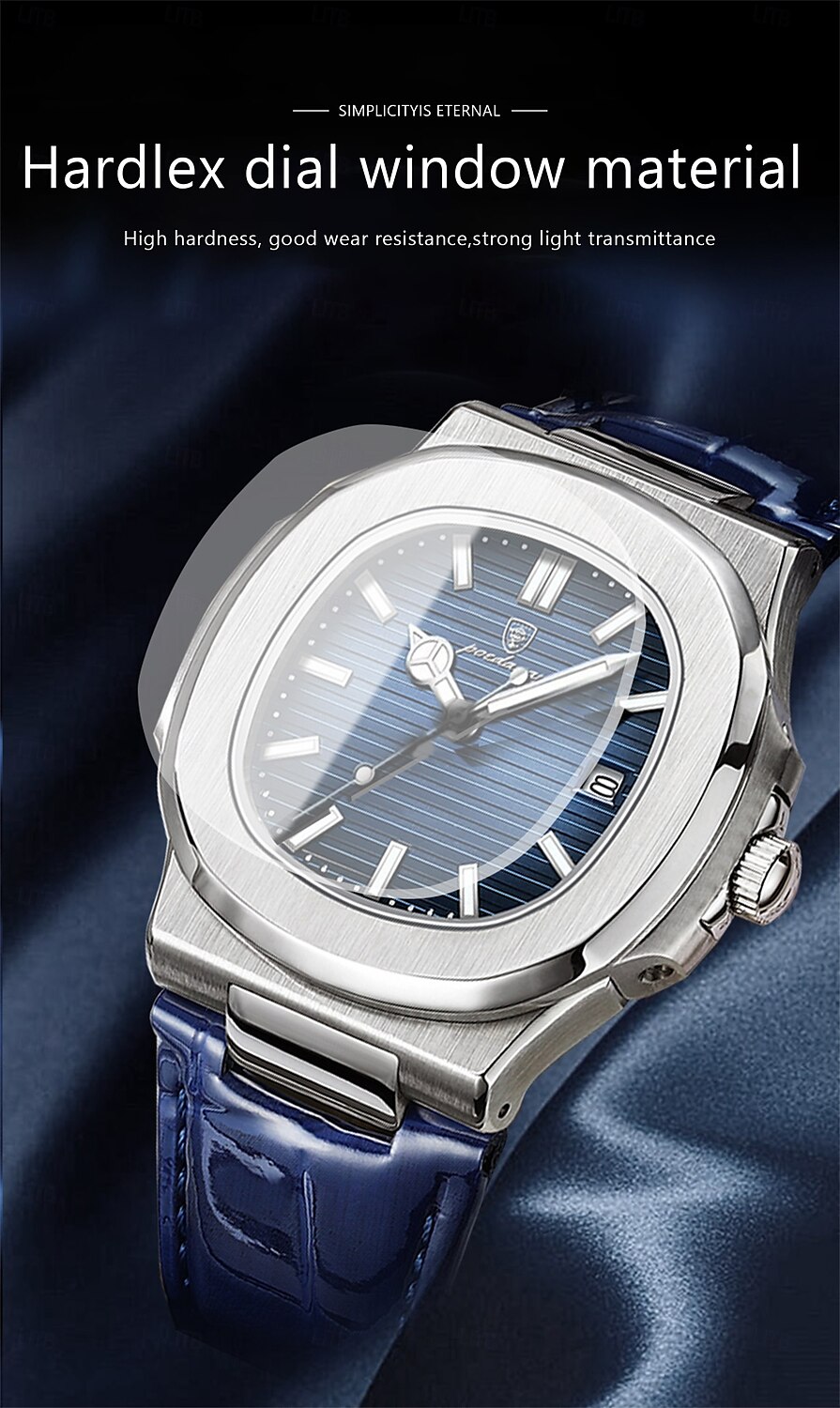 Top Luxury Square Men's Watch, Date Display, Waterproof, Luminous, High-Quality Leather, Modern Quartz Wristwatch 2025 - $33.99 –P7