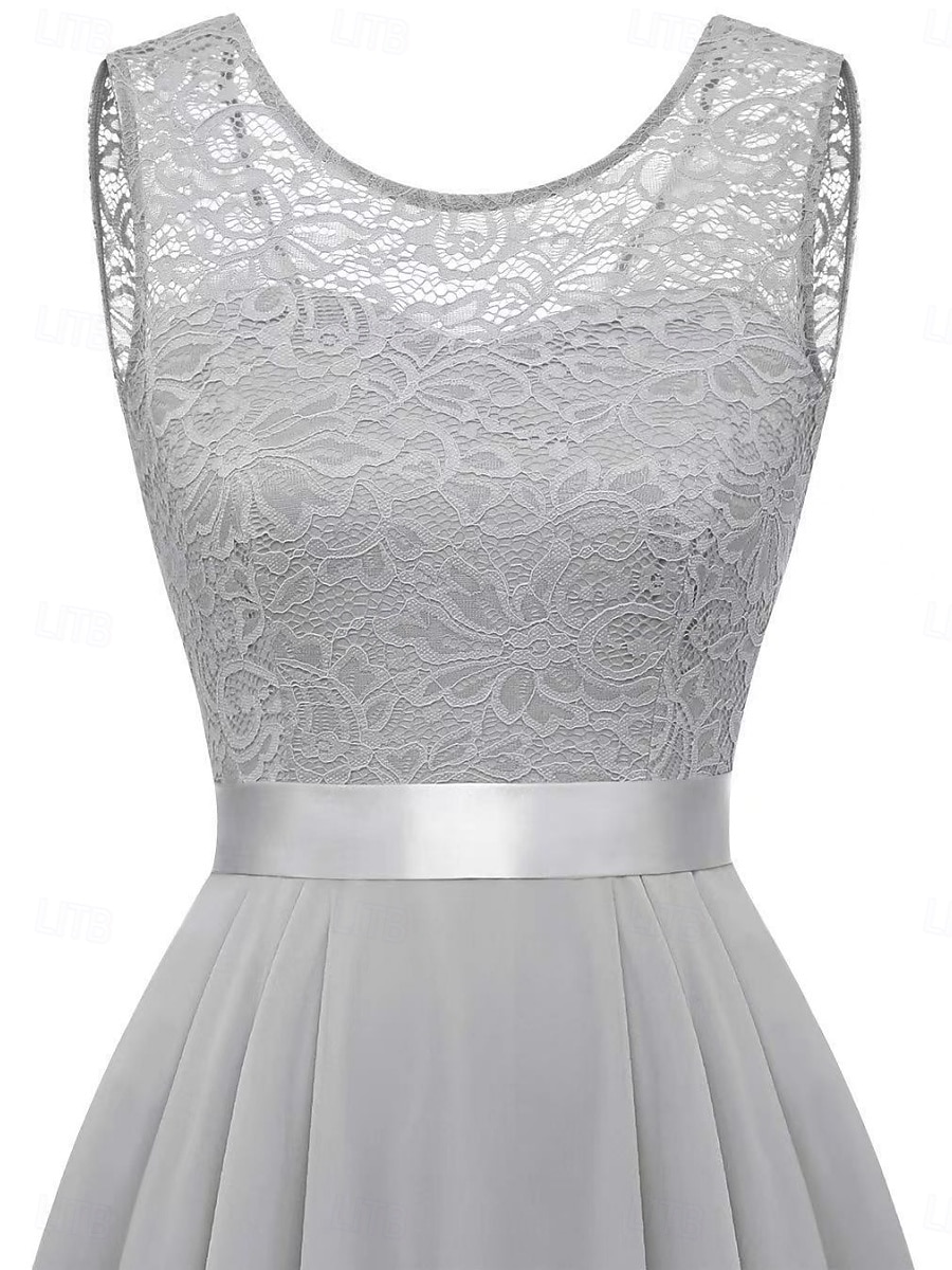 Rochie mini de damă rochie în linie A rochie din tull elegantă petrecere cocktail nuntă petrecere în aer liber ajustare regulată grafică fără mâneci gât rotund roz vin khaki gri vară primăvară 2025 - $46.99 –P5