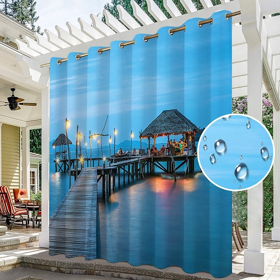Αδιάβροχη Εξωτερική Κουρτίνα Ιδιωτικότητα Κουρτίνες Πατιό Ολισθηρές Κουρτίνες Πέργκολας Γαζωμένες 3D Τοπίο Διακοπών Στην Θάλασσα Για Κιόσκι Μπαλκόνι Βεράντα Γιορτή 1 Πάνελ 2026 - $41.99 –P1
