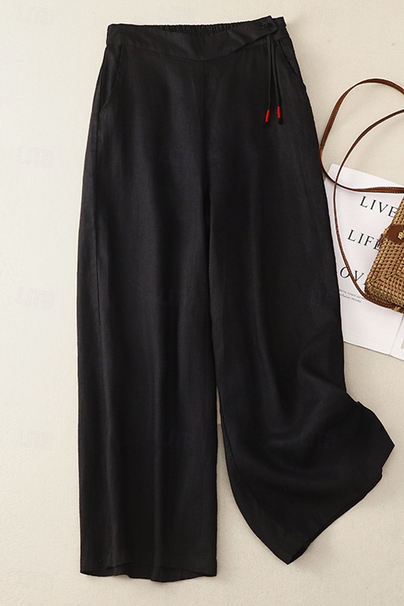 Per donna Pantaloni in cotone e lino Pantaloni Eleganti Moda Streetwear Lunghezza intera Naturale Semplice Tasca Elastico in vita All'aperto Confortevole Streetwear Uscire Aalbicocca Nero Blu Zenzero del 2025 a $30.99 –P20