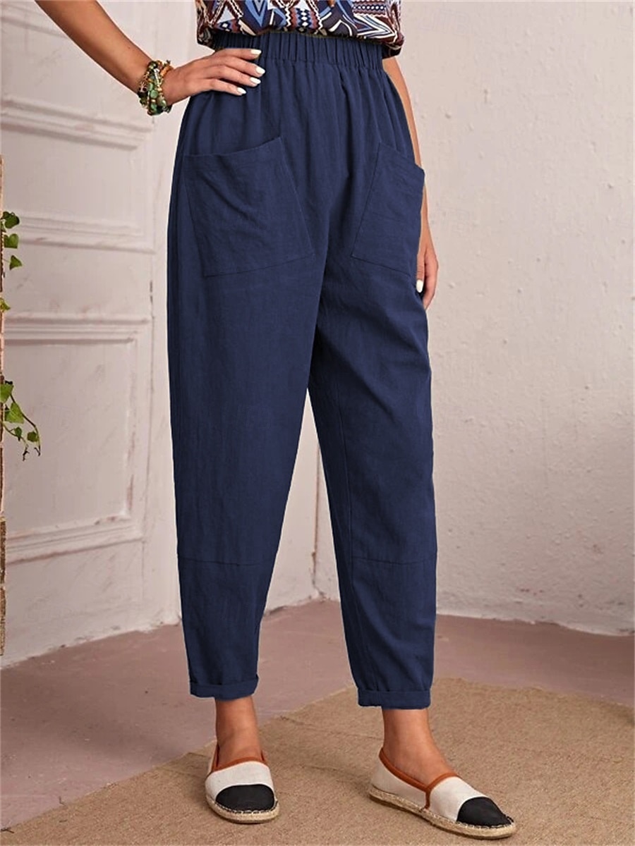 Per donna Pantaloni Affusolati Chinos Moda Streetwear Essenziale Lunghezza alla caviglia Vita media Semplice Tasca Elastico in vita Comodità All'aperto Micro-elastico Vacanza Streetwear Quotidiano del 2025 a $22.99 –P5