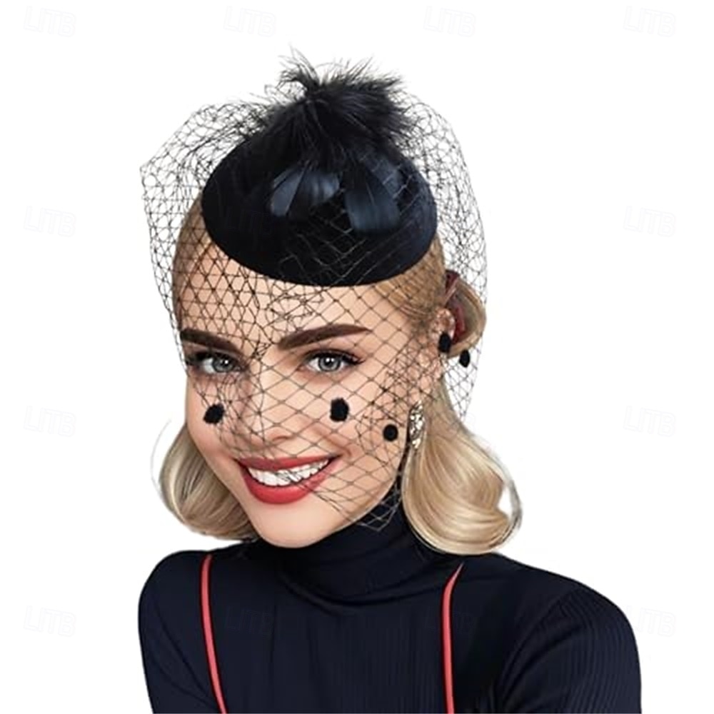 7775 Fascinators Women Wide Brim 20s 50s Derby Pillbox Hat Bowknot Cocktail F FADVES Fascinators Women Wide Brim 20s 50s Derby Pillbox  main image 3