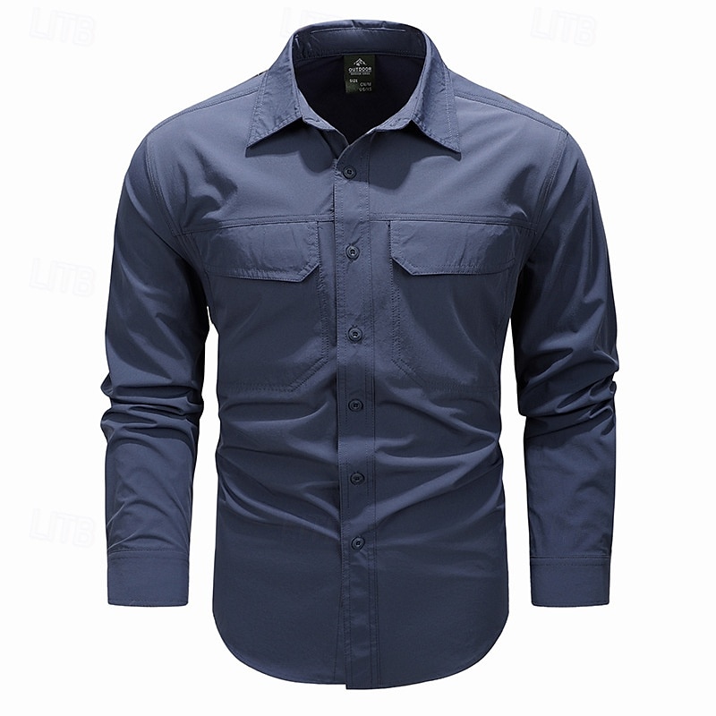 Per uomo Camicia Camicia Estiva Camicia casual Camicia con Bottoni Camicia cargo Nero Verde Kaki Blu scuro Manica Lunga Semplice Colletto a Camicia Vacanza Camicia hawaiana Tasca Abbigliamento 100 del 2025 a $43.99 –P5
