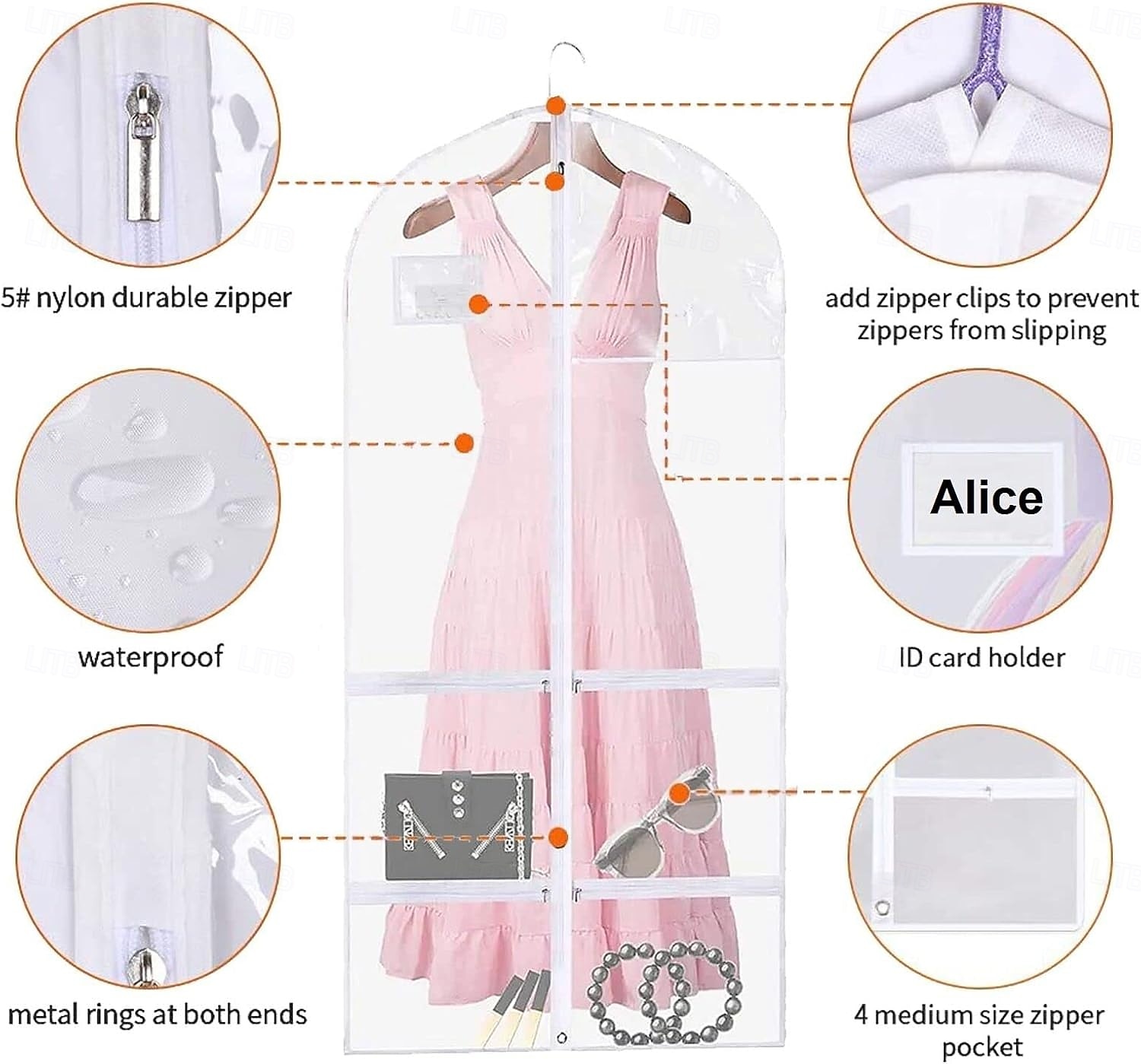 Bolsa para roupas de dança, capa para roupas penduradas em peva espessada com 7 bolsos com zíper, bolsa para terno extra longa, transparente e à prova de poeira para armazenamento em armário ou viagem de 2025 por $8.49 –P7