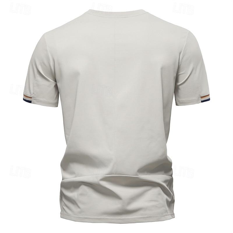 Men's T Shirt Henley Shirt Tee Short Sleeve Shirt Short Sleeve Crewneck Summer Plain Fashion Designer Basic Plain Vacation Street Going out Apricot Black White Top Tee for Men 2025 - $19.99 –P6