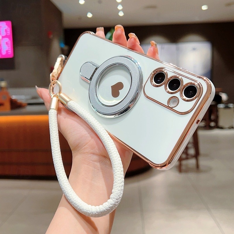 Phone Case For Samsung Galaxy S21 FE S21 A14 A34 A53 A33 A23 A13 Back Cover with Wrist Strap Shockproof Retro TPU Plating 2025 - $22.99 –P3