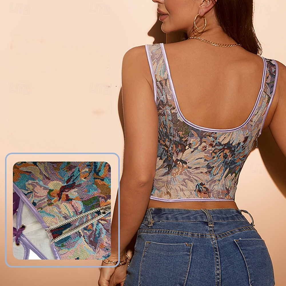 Rococo Overbuste korset Gemaskerd Bal Hoog korset Cosplay Jacquard Buikcontrole Push-up Jacquard Kostuum Dames Koninklijk Maskerade Feest Carnaval van Venetië Volwassenen Korset 2026 - $26.99 –P3