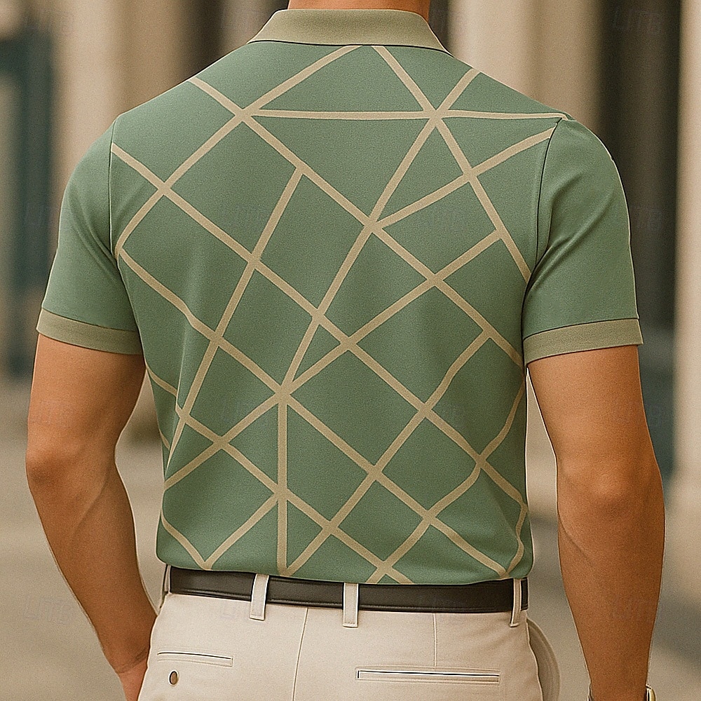 Hombre Geométrico Abstracto Polo Manga Corta Camisas de polo Camisas con cuello Casual Escuela Exterior Ropa Cotidiana Impresión 3D Verano Azul cielo Amarillo Morado 2025 - $23.99 –P1