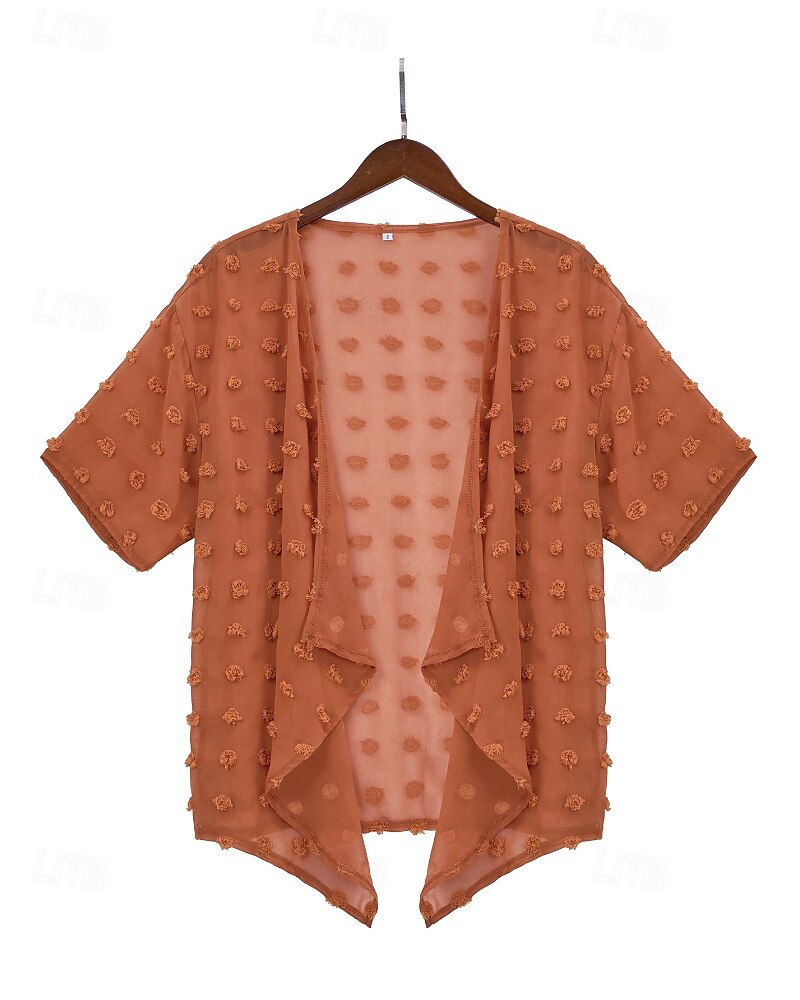 Dame Skjorte Bluse عادي Fritid Kortermet V-hals Vanlige topper Daglig Ut på byen Asymetrisk kant Svart Hvit Brun Sommer 2025 - $21.99 –P19