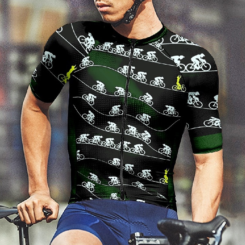 Herr Cykeltröja Kortärmad Cykel T-shirt Tröja med 3 bakfickor Bergscykling Andningsfunktion Snabb tork Anatomisk design Uppsugande Vinrött Svart Blå Grafisk Lutning sporter Kläder 2025 - $25.99 –P6