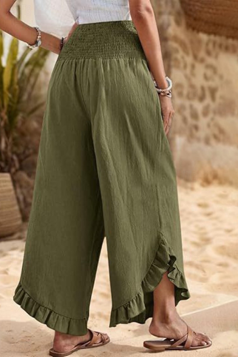 Per donna Pantaloni in cotone e lino Pantaloni Eleganti Moda Streetwear Lunghezza intera Naturale Semplice Volant Elastico in vita All'aperto Confortevole All'aperto Vacanza Uscire Rosso arancione del 2025 a $29.99 –P17