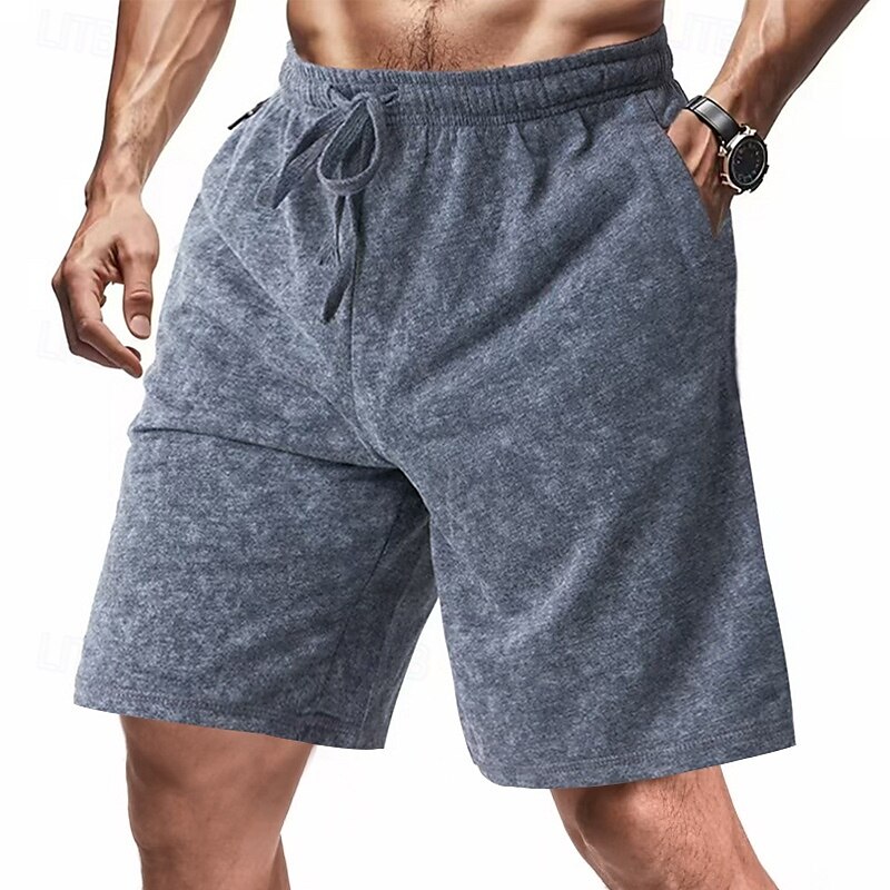 Men's Athletic Shorts Sweat Shorts Shorts Summer Shorts Pocket Drawstring Elastic Waist Plain Comfort Breathable Short Outdoor Sports Classic Casual Black Navy Blue 2025 - $17.99 –P18