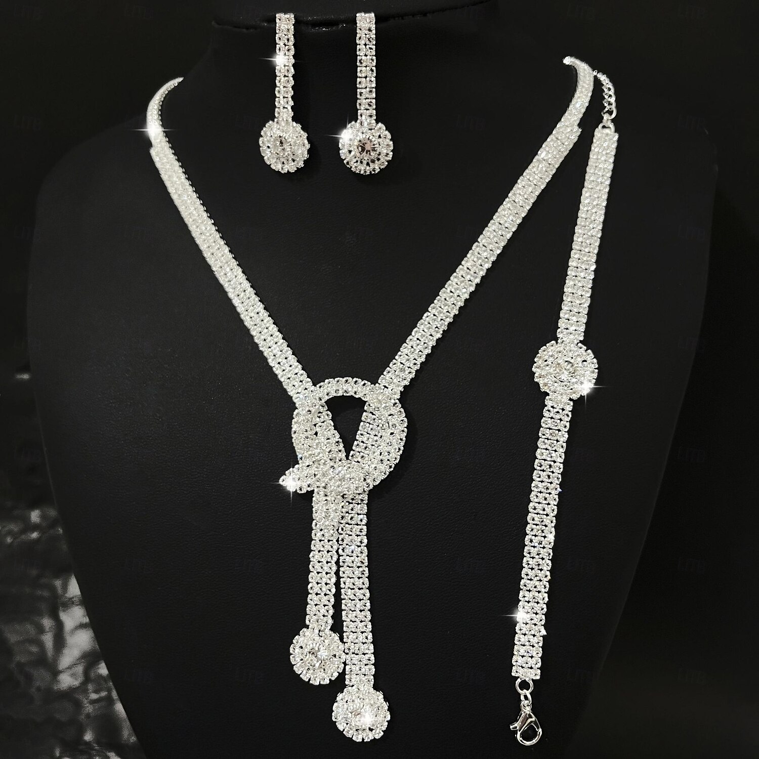 Brude smykker sett 1set Strass Legering Øredobber Halskjeder Armbånd Dame Elegant Mote Stilfull Smykkesett Til Bryllup Fest Spesiell Leilighet 2025 - $21.99 –P1