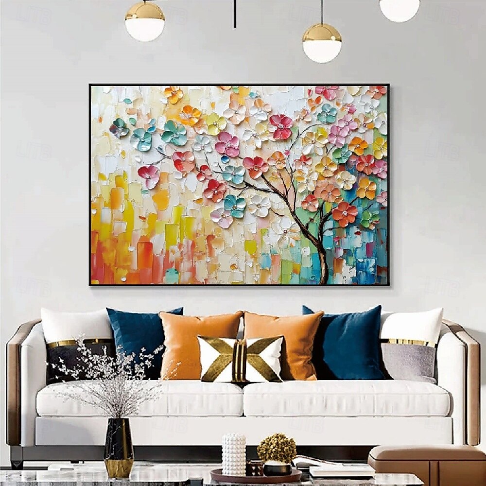 reines großes handgemaltes Blumenölgemälde handgemaltes Wildblumengemälde handgemachte 3D-Textur blühendes Blumengemälde auf Leinwand zusätzliche Flora-Malerei Wandkunst botanische Malerei 2025 - $91.99 –P4