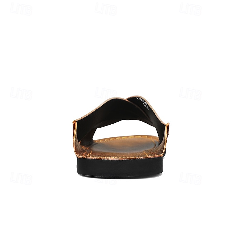 Braune Herren-Sandalen mit Kreuzriemen aus Kunstleder – bequeme Schlupfsandalen mit hochwertiger Lederkonstruktion und verstellbarer Passform, ideal für entspannten Sommerlook und Outdoor-Abenteuer 2025 - $42.99 –P6
