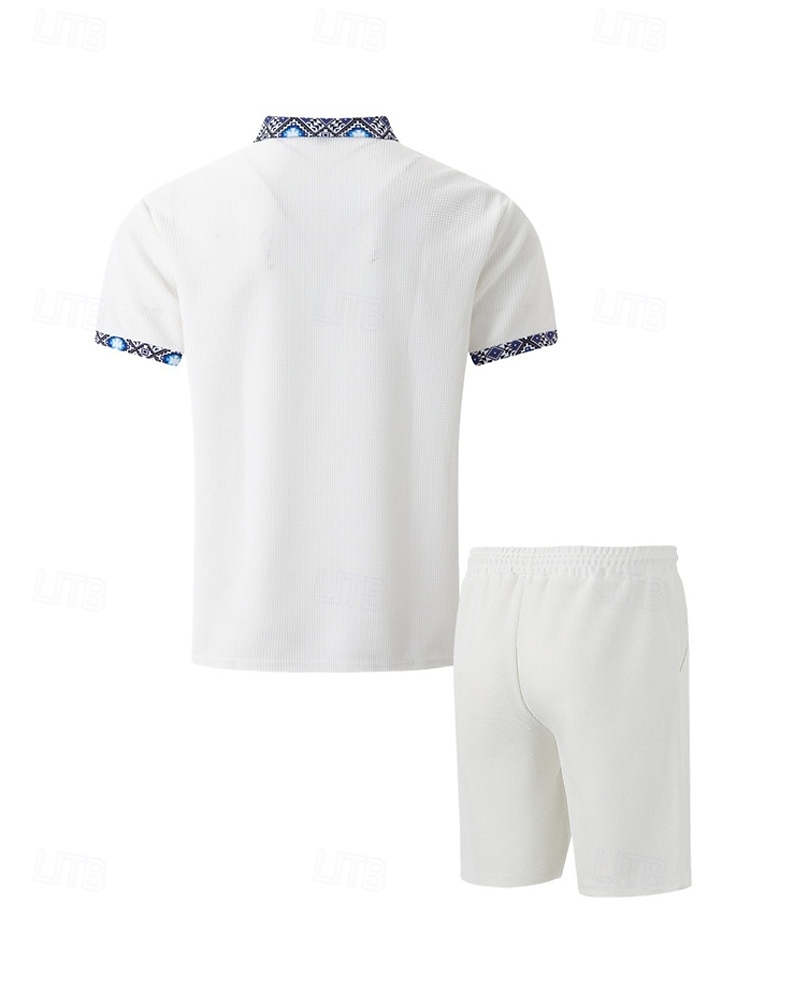 Férfi Gofris pólóingek Golfing Munka Hétköznapi Hajtóka Rövid ujjú Alap Modern Színes Kollázs 2 db Nyár Normál Fekete Fehér Királykék Khakizöld Szürke Gofris pólóingek 2025 - $27.99 –P3