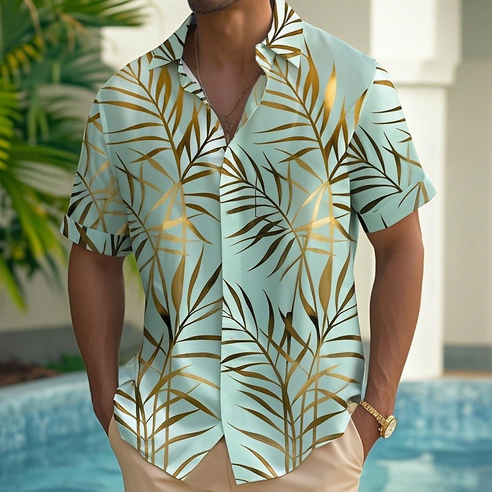 Miesten Palmu lehtiä Trooppiset kasvit Paita Havaiji paita Button Up paita Lyhythihainen Havaijilainen Loma Pyhäpäivä Ranta-asut Kesä Kevät Sänkyjen avaus 3D-tulostus kauluspaidat Edessä yksi tasku 2025 - $23.99 –P2