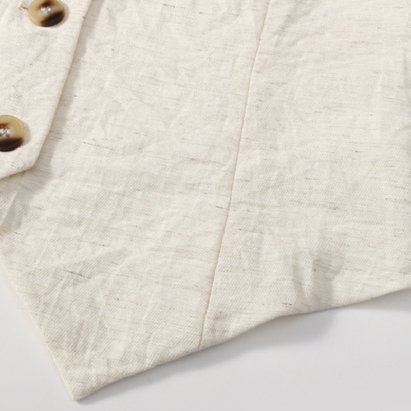 Gilet en coton et lin pour femme, uni, moderne, sans manches, col en V, régulier, pour tous les jours, pour sortir, boutons, noir, beige, été de 2025 ? $25.99 –P3