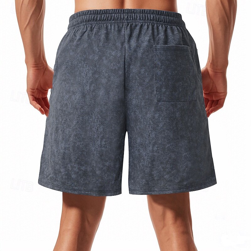 Men's Athletic Shorts Sweat Shorts Shorts Summer Shorts Pocket Drawstring Elastic Waist Plain Comfort Breathable Short Outdoor Sports Classic Casual Black Navy Blue 2025 - $17.99 –P20