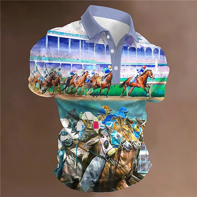Derby del Kentucky Per uomo Cavallo Stampe Grafiche Polo Polo con revers Polo con bottoni Maniche Corte Magliette polo Collo ripiegato Sport Moda Streetwear All'aperto Streetwear Quotidiano Weekend del 2025 a $22.99 –P2