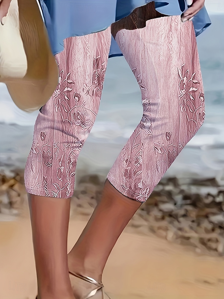 Dames Leggings Capri Broeken 3D Print Hoge Elasticiteit Vakantie Vintage Mode Kuitlengte Hoge Taille Bloemen Grafische Afdrukken Ademend Zacht Rekbaar Formeel Vakantie Kantoor Buff Roze Blauw Amethist 2025 - $18.99 –P3