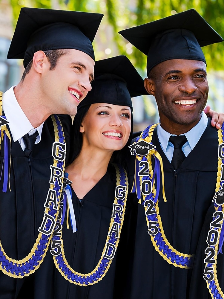 Corona de graduación de la clase de 2025: collar de cinta trenzada con letras de graduación y dije de sombrero, regalo de recuerdo hecho a mano para la ceremonia de graduación de la escuela secundaria y la universidad. 2025 - $14.99 –P1