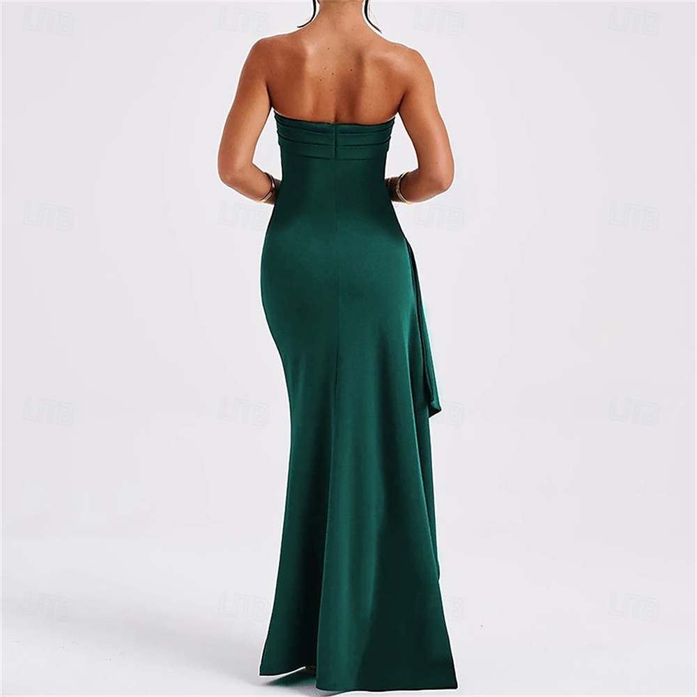 Marlene trubkové párty šaty elegantní šaty svatební svatební hosté podlahová délka bez rukávů bez ramínek polyester bez zad s rozparkem 2025 - $99.99 –P7