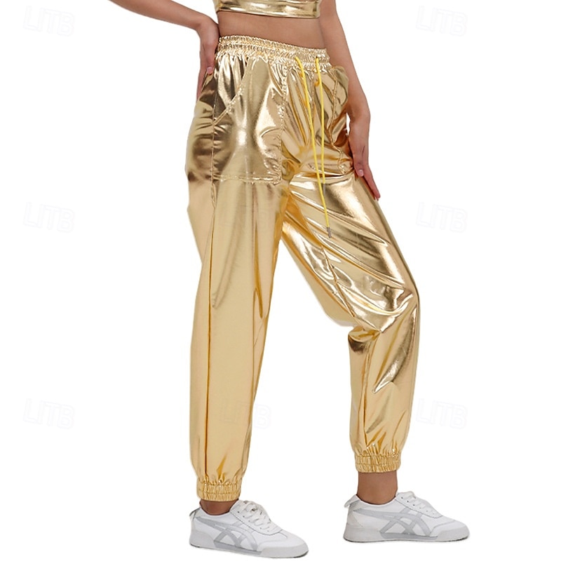 Retro Vintage 1980er Knöchellänge Hose Jogger Disco Lack-Latex glänzend Metallisch Einfarbig Kostüm Herren Halloween Karneval Pride Parade Pride-Monat Erwachsene Hose Ganzjahres 2025 - $23.99 –P3