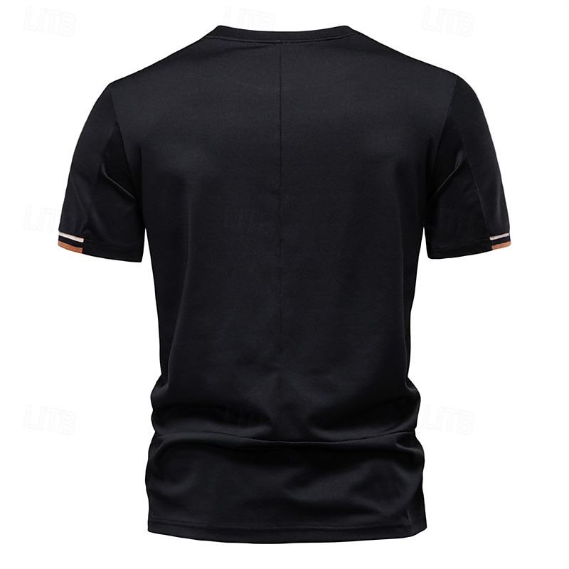 Men's T Shirt Henley Shirt Tee Short Sleeve Shirt Short Sleeve Crewneck Summer Plain Fashion Designer Basic Plain Vacation Street Going out Apricot Black White Top Tee for Men 2025 - $19.99 –P10