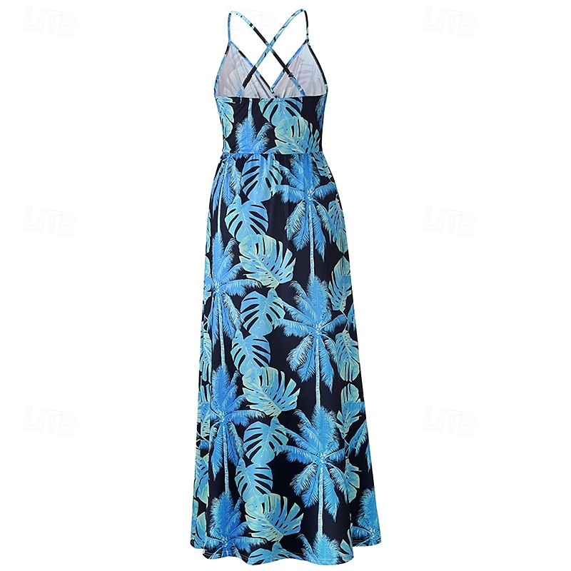 Per donna Abito Midi Abito Estivo Abito Sottoveste Abito Boho Moda Moderno Quotidiano Spiaggia Weekend Vestibilità regolare Floreale Senza Maniche Scollo a V blu acqua Nero Rosa Arancione Estate del 2025 a $23.99 –P3