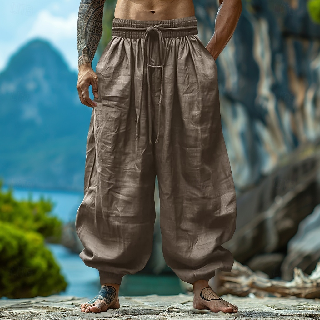 Per uomo Pantaloni di Lino Pantaloni Pantaloni Estivi Pantaloni Larghi Coulisse Elastico in vita Semplice Comodità Traspirante Lunghezza intera All'aperto Yoga Ferie Vacanza Moda Marrone del 2025 a $23.99 –P1