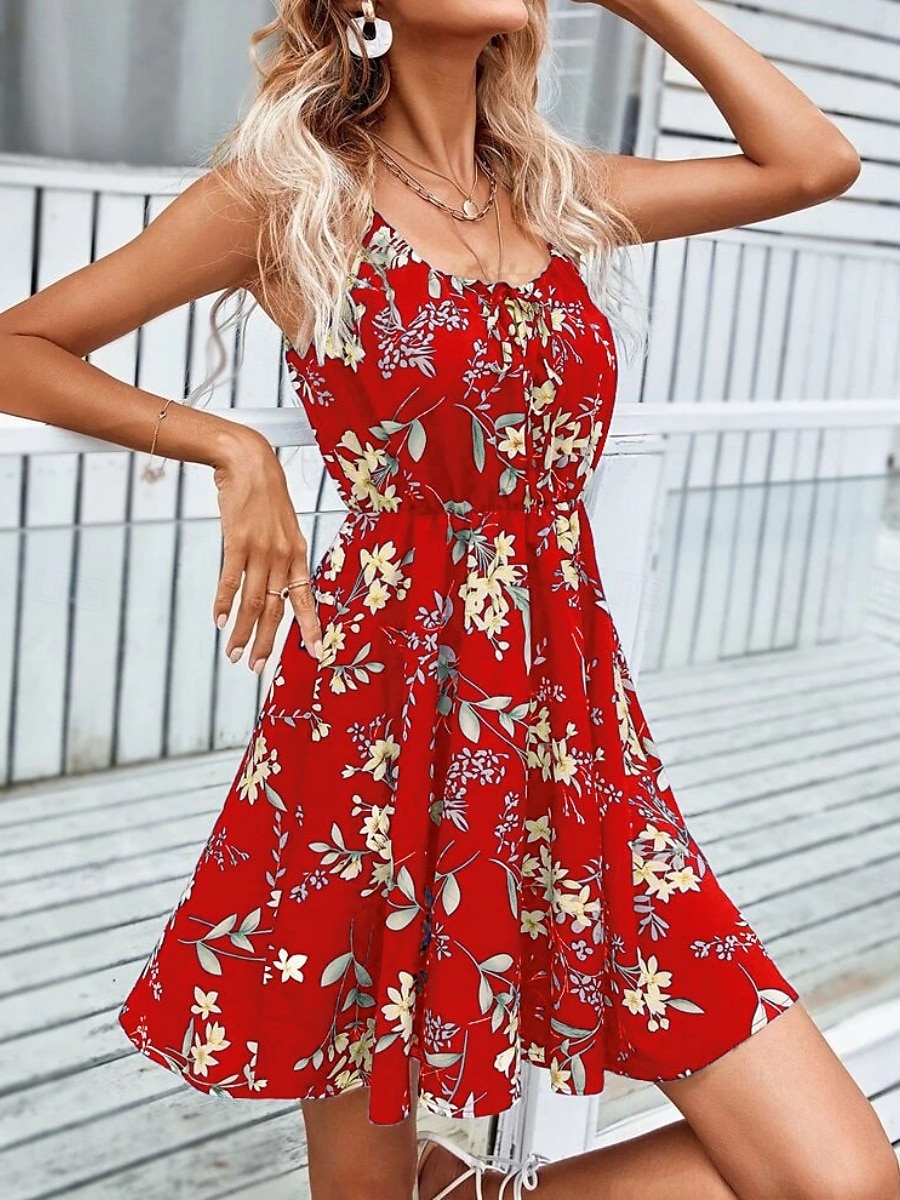 Női Mini ruha A vonalú ruha Halter ruha Alkalmi Szabadtéri Alkalmi Tengerpart Normál Virágos Ujjatlan Kötőfék nyaka Fekete Arcpír rózsaszín Sötétkék Narancssárga Nyár 2025 - $21.99 –P6