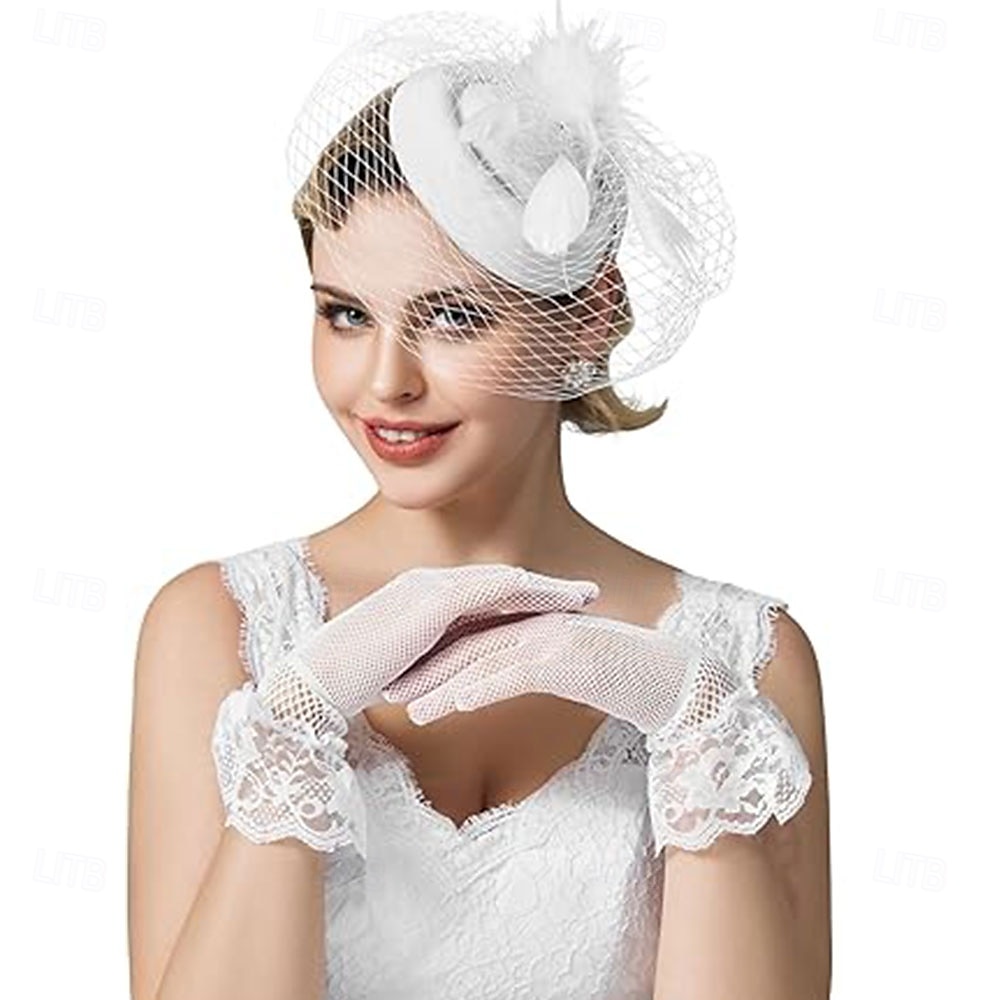 Fascinators Pillbox Hats for Women, Tea Party Hat and Short Lace Gloves Set Perfect for Kentucky Derby, Cocktail 2025 - JP ¥5139 –P10