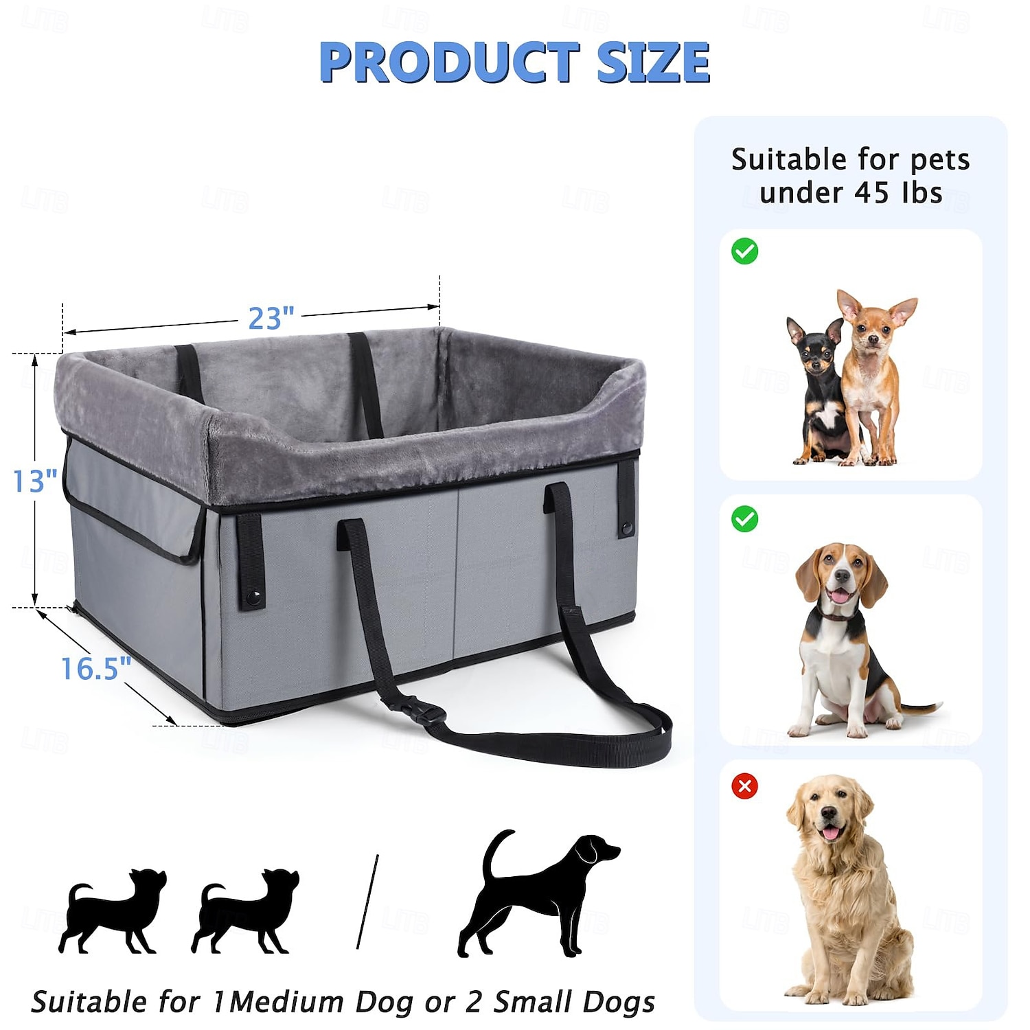 Portable Pet Booster Seat Dog Car Seat for Small Dogs with 2 Clip-On Safety Leashes and Adjustable Straps 2025 - $55.99 –P6