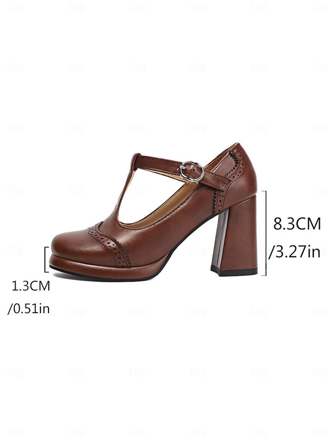 női barna t-pántos mary jane sarkú cipők – az 1930-as évek retro brogue pumpák irodába, teapartikra és vintage ihletésű ruhákba 2025 - $54.99 –P5