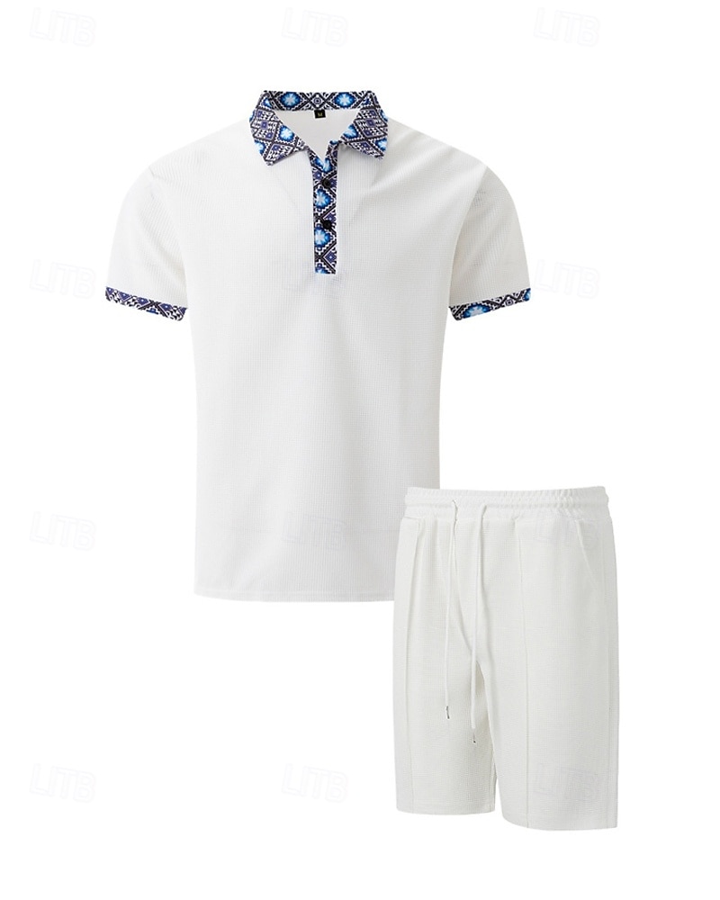 Férfi Gofris pólóingek Golfing Munka Hétköznapi Hajtóka Rövid ujjú Alap Modern Színes Kollázs 2 db Nyár Normál Fekete Fehér Királykék Khakizöld Szürke Gofris pólóingek 2025 - $27.99 –P2