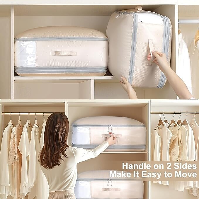 2 Pack Comforter Storage Bag - Large Capacity Blanket Storage Bags 3-Layer Ultra Space Saving Self Compression Organizer Washable Compression Bags for Storage Comforter Blanket 2-Pack Beige 2025 - $32.99 –P2