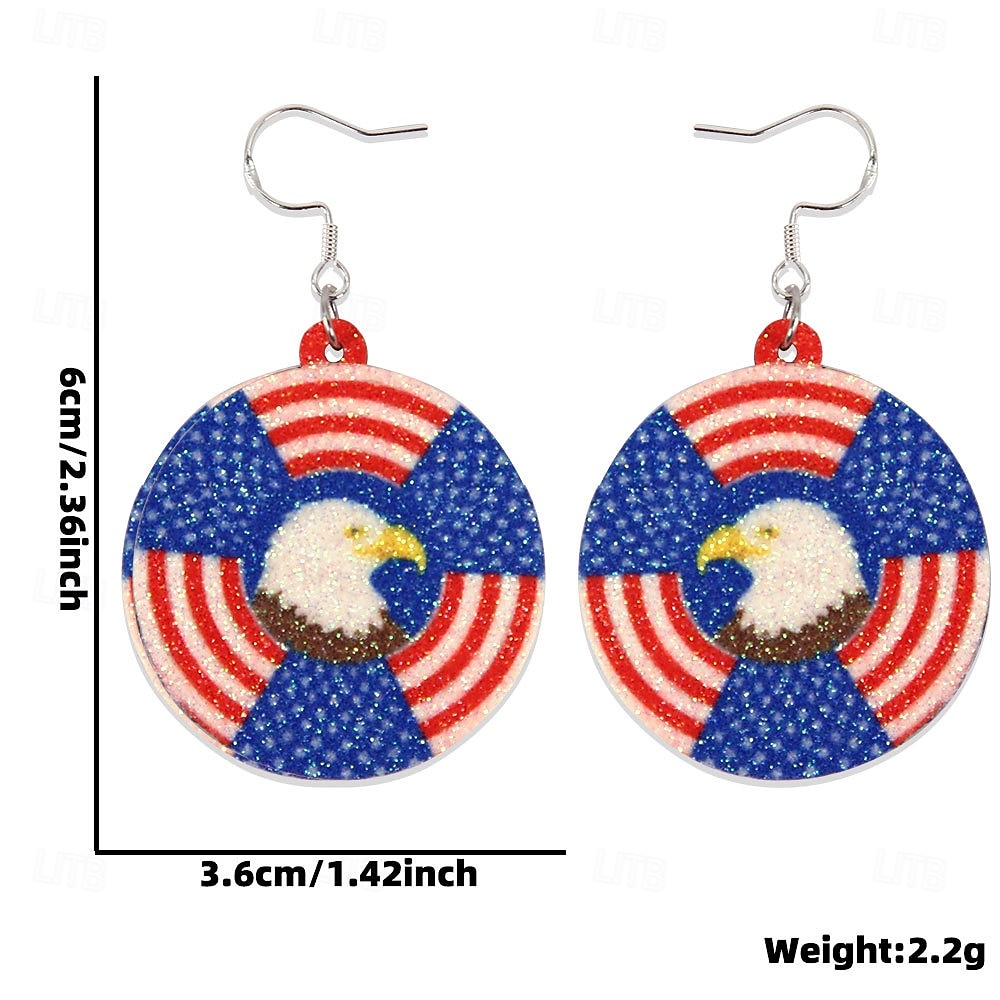 250th Anniversary USA Earrings USA Flag Casual Adults' Women's Semiquincentennial Masquerade Independence Day / the Fourth of July Festival Dress Up 2026 - $15.49 –P10