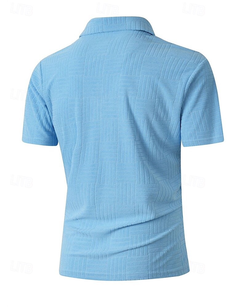 Men's Quarter Zip Polo Golf Shirt Daily Holiday Lapel Short Sleeve Fashion Basic Plain Jacquard Summer Regular Fit Black White Sky Blue Khaki Quarter Zip Polo 2025 - $20.99 –P3