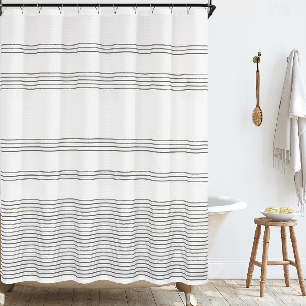 Shower Curtain 180cm*180cm(70"*70") Modern Farmhouse Color Striped Waterproof Fabric Shower Curtains for Bathroom with 12 Hooks Machine Washable 2025 - $19.99 –P2