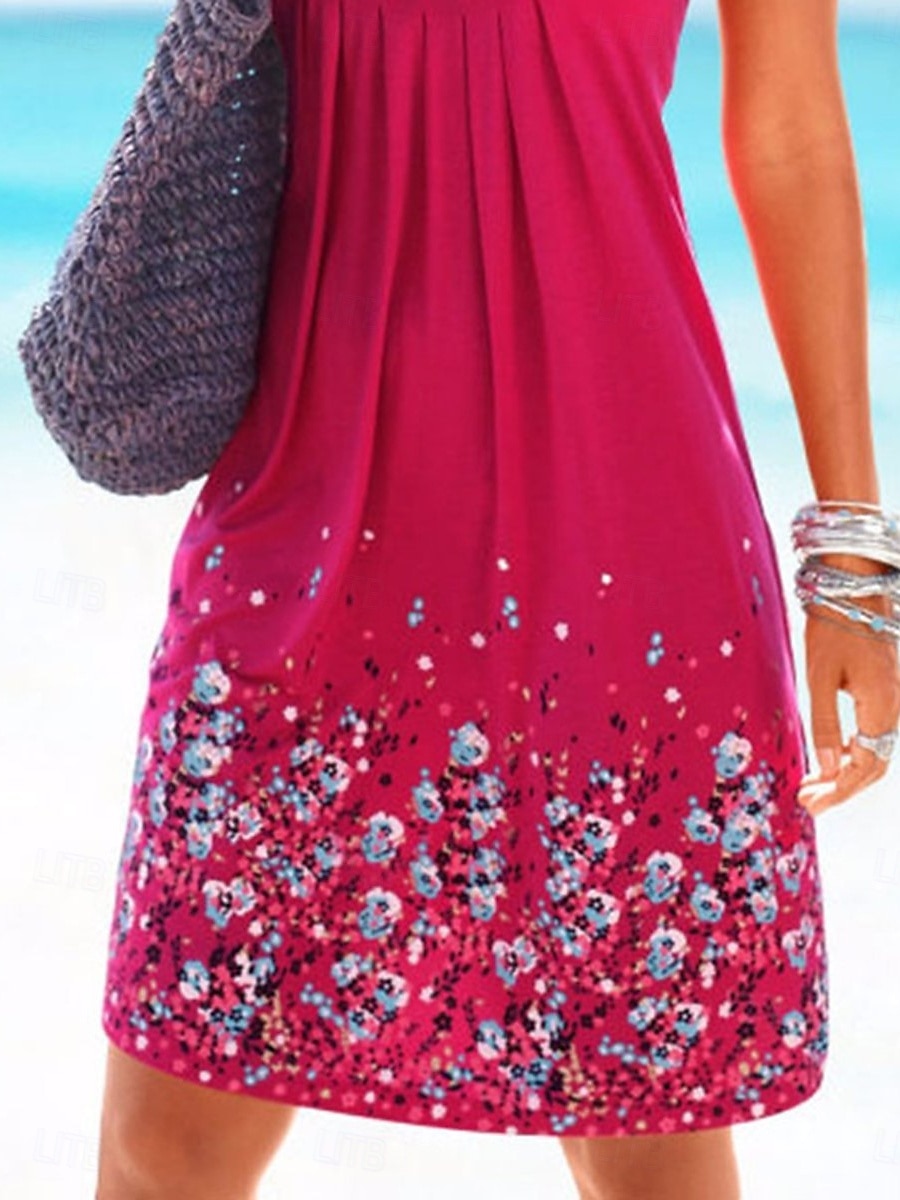 Damen Minikleid Unterkleid Lässig Party Strand Normale Passform Blumen Grafik Ärmellos U-Ausschnitt Schwarz Rote Blau Grau Sommer 2025 - $16.49 –P5