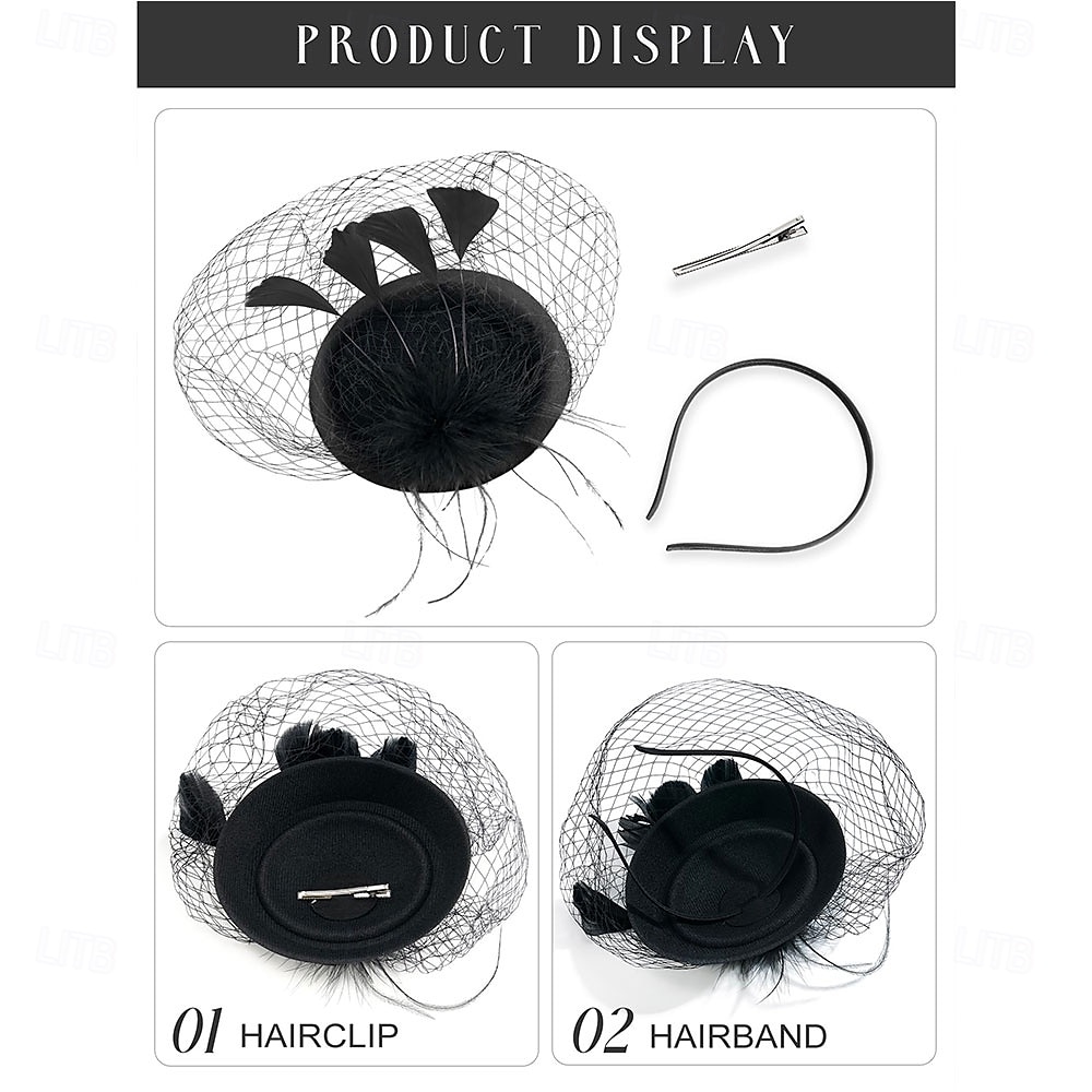 Fascinators Pillbox Hats for Women, Tea Party Hat and Short Lace Gloves Set Perfect for Kentucky Derby, Cocktail 2025 - JP ¥5139 –P5
