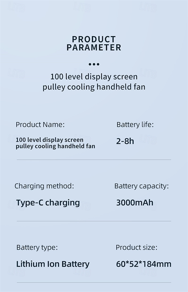 2025年 ポータブルハンドヘルドファンアイスセラミック冷却、ターボブリーズ、3000mAhバッテリー、デジタル表示、コンパクトUSB充電式ファン、プーリーコントロール、夏の屋外旅行用  コレクション – $28.99 –P16
