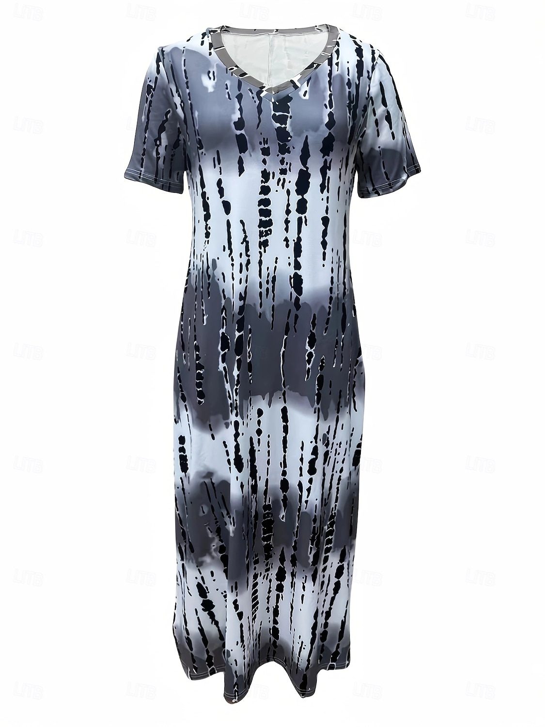 Damen Maxikleid Shiftkleid Lässig Täglich Lässiger Schnitt Farbblock Kurzarm V Ausschnitt Rosa Purpur Grau Sommer 2025 - $21.99 –P4